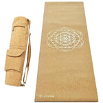 Grand tapis de yoga liège fleur de vie Or - 2,15 m - Vignette | Achamana