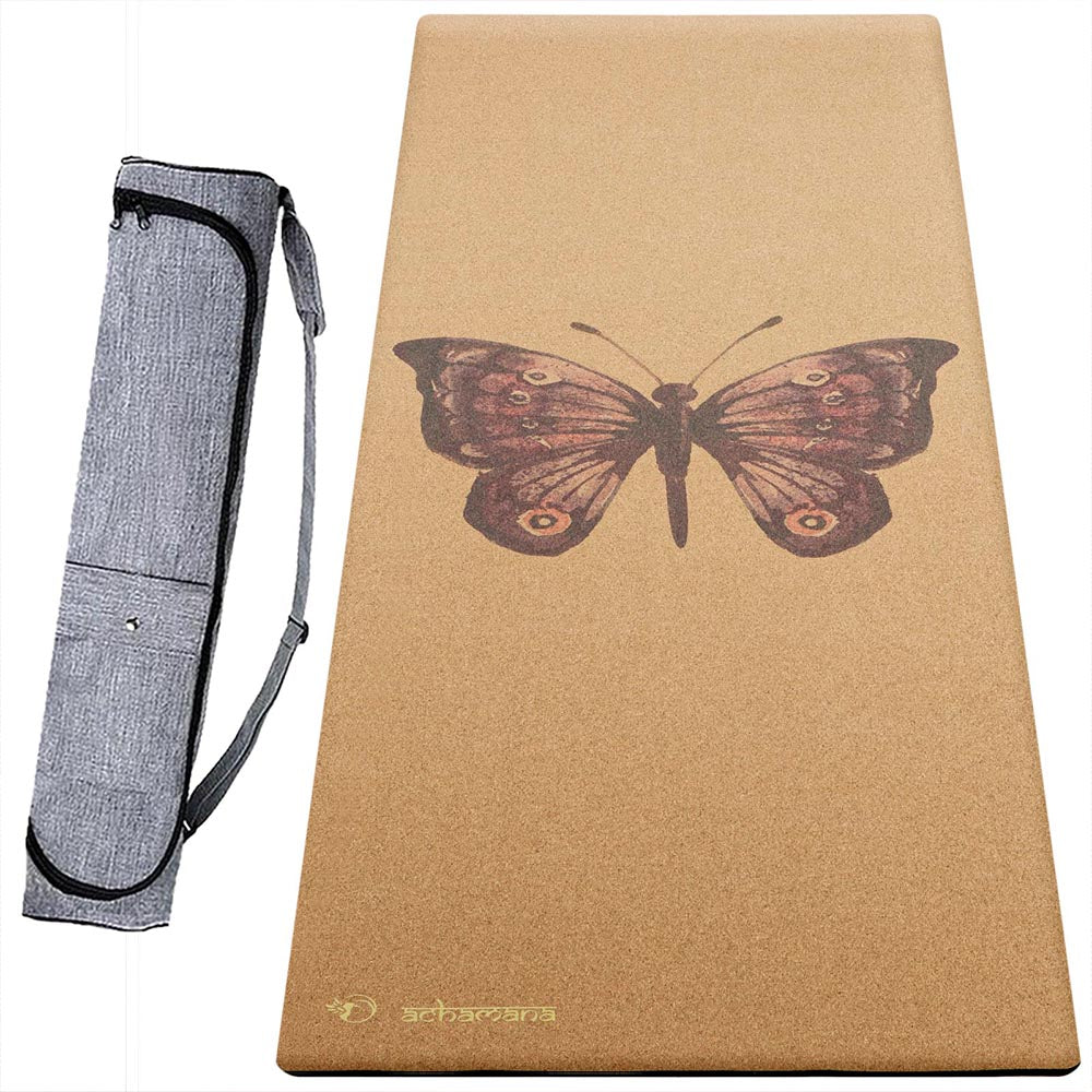 Magasin yoga strasbourg - tapis yoga liege et sac de transport - design Papillon | Achamana