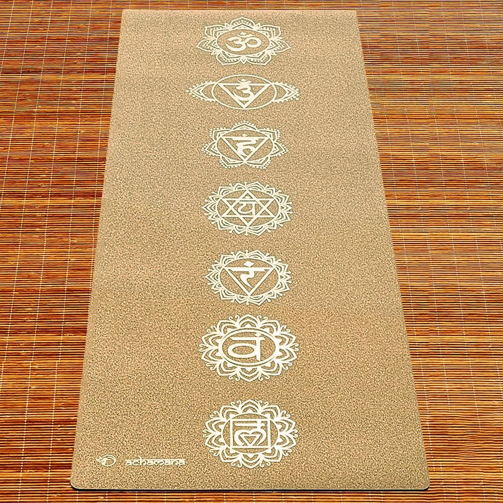 Tapis de yoga caoutchouc naturel antidérapant 7 chakras Or | Achamana