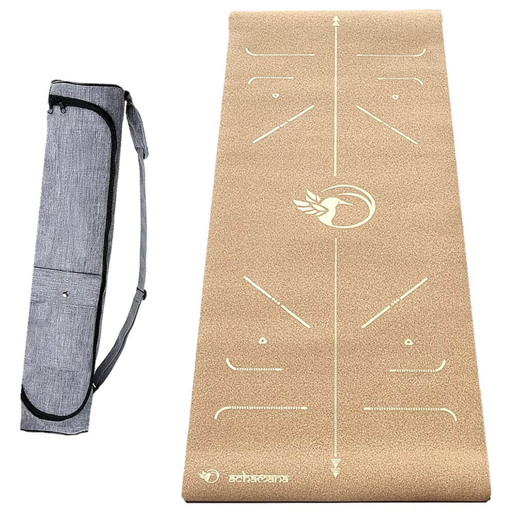 Tapis de yoga écologique en liège avec sac de yoga | Achamana