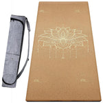 Tapis de yoga en liège et caoutchouc naturel 5 mm Fleur de lotus Or - Vignette | Achamana