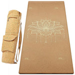 Tapis de yoga en liège et caoutchouc naturel 5 mm Fleur de lotus Or - Vignette | Achamana