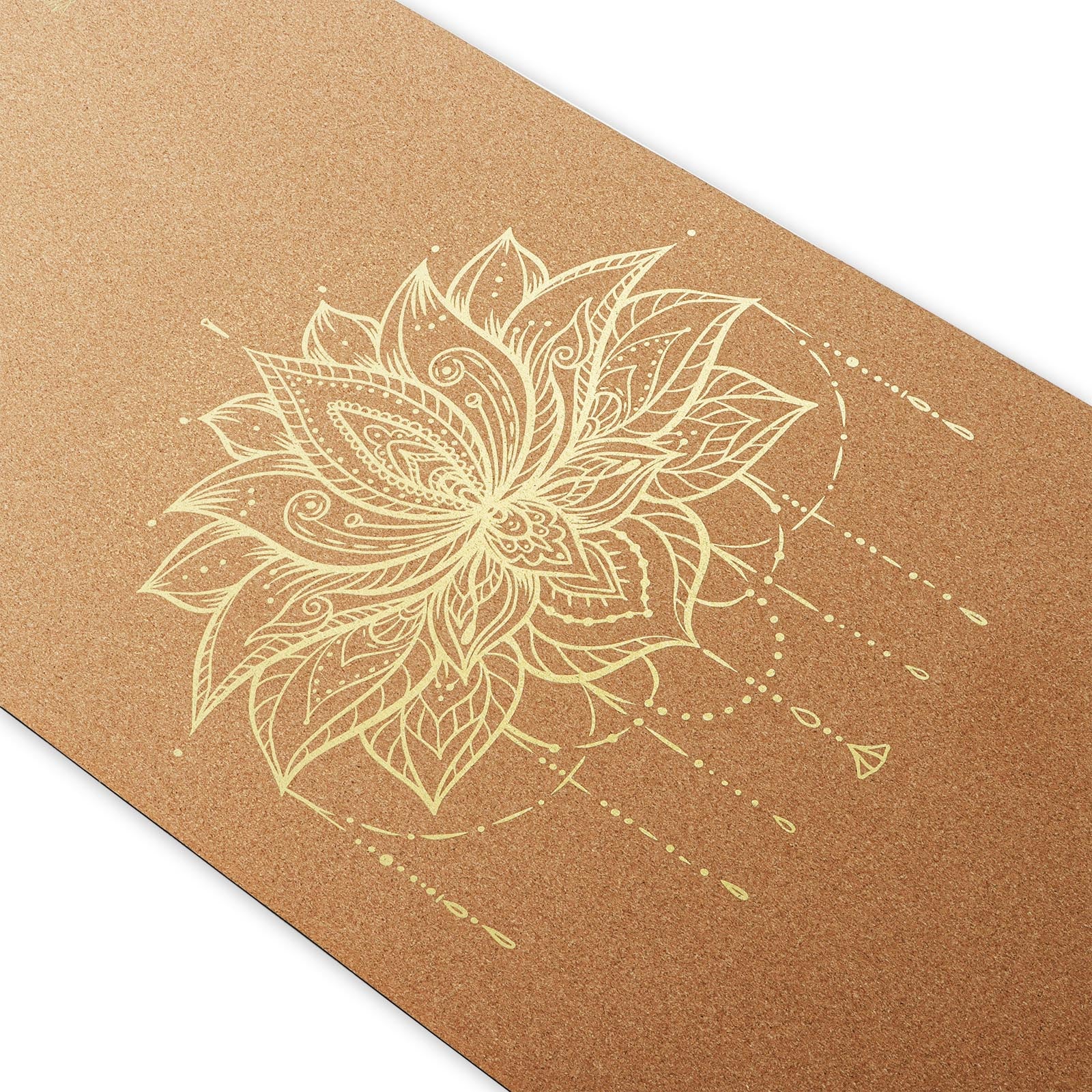 Tapis de yoga fleur de lotus Or, en liège et caoutchouc naturel  | Achamana