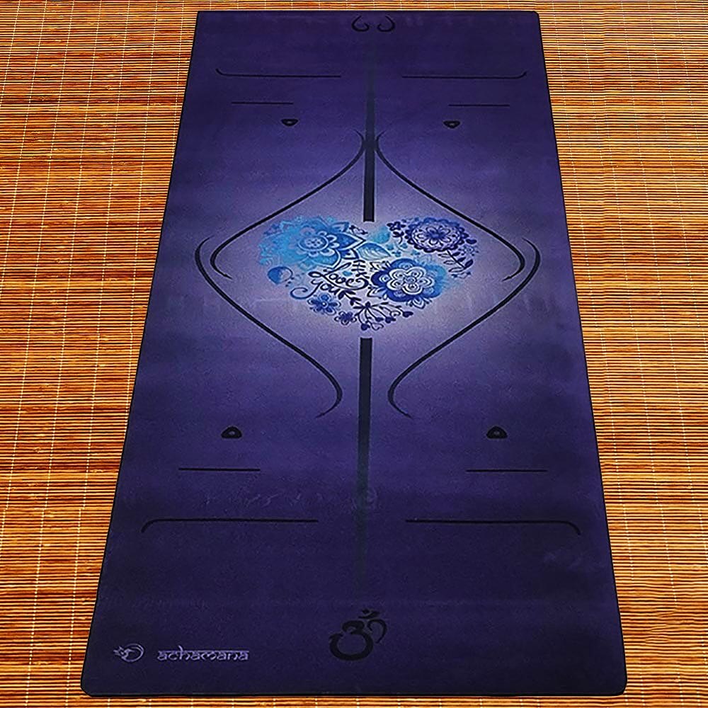 Materiel yoga débutant - Tapis yoga ecologique antidérapant - lignes de position | Achamana