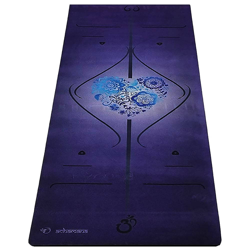 Accessoire yoga débutant - Tapis de yoga violet - ligne de position | Achamana
