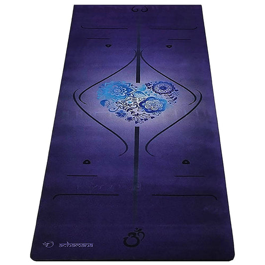 Accessoire yoga débutant - Tapis de yoga violet - ligne de position | Achamana