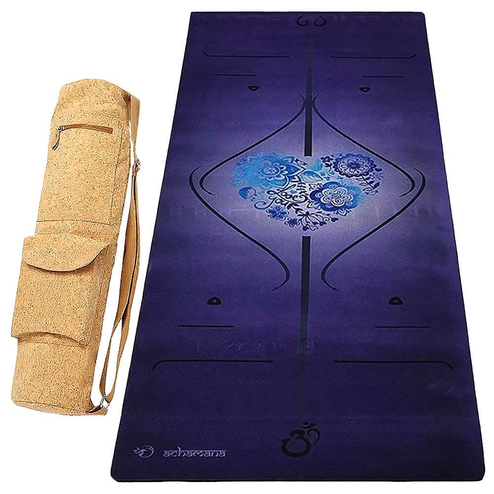 tapis yoga decathlon vendu sur decathlon  - 6 mm couleur indigo - avec sac de yoga en liège | Achamana