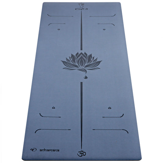 Meilleurs tapis de yoga  antidérapant 6mm - design lotus et bodyline couleur bleu | Achamana