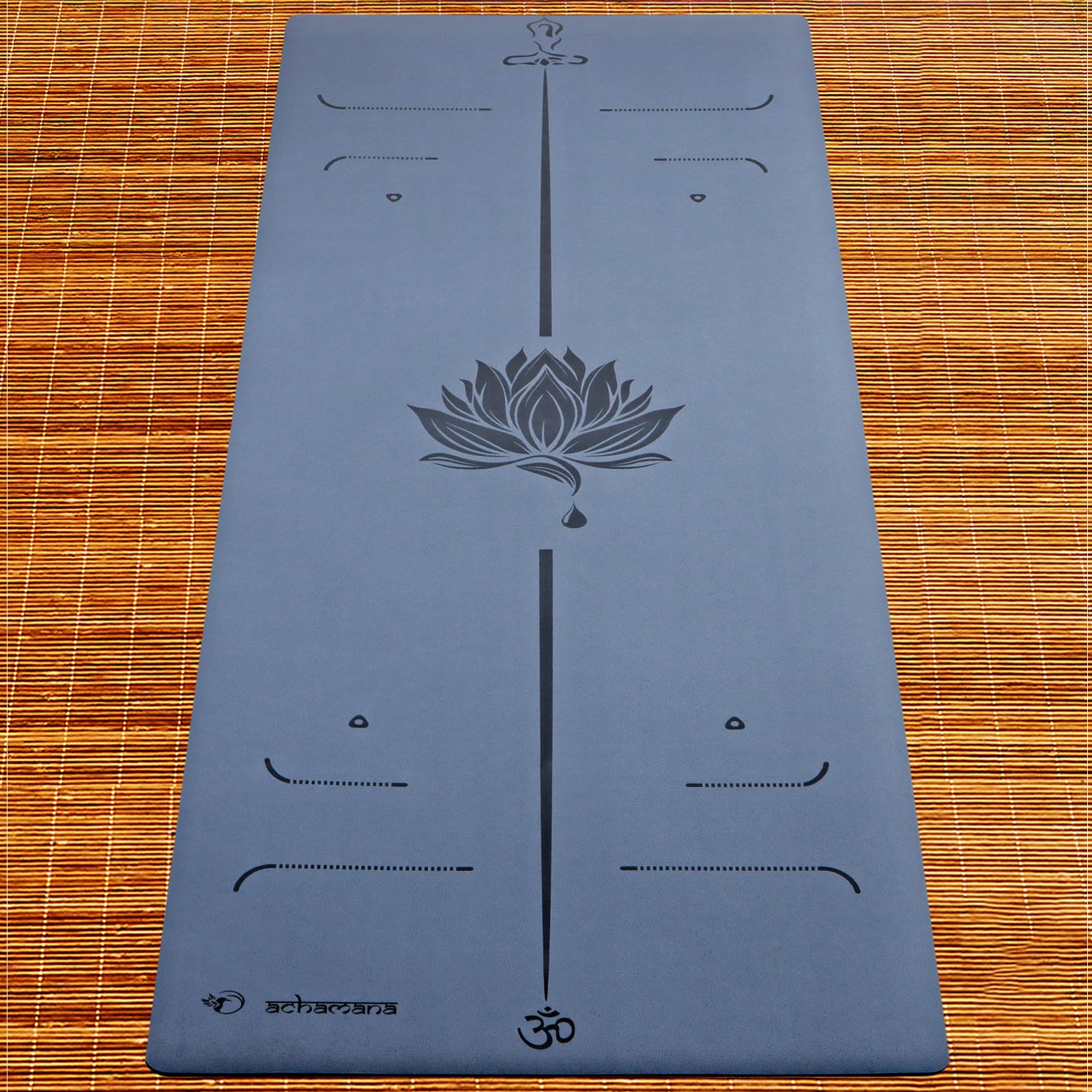 Tapis yoga vu decathlon -  antidérapant, épaisseur 6mm - lignes position, design lotus, couleur bleu | Achamna