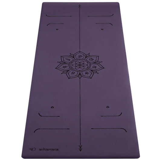 Tapis de yoga ultra antidérapant 6mm - Practice mandala 7 chakras - violet