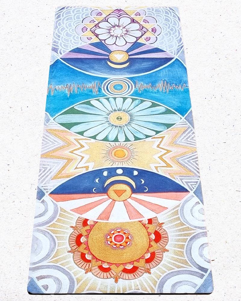 Tapis de yoga épais 6 mm - motifs 7 chakras artistiques | Achamana