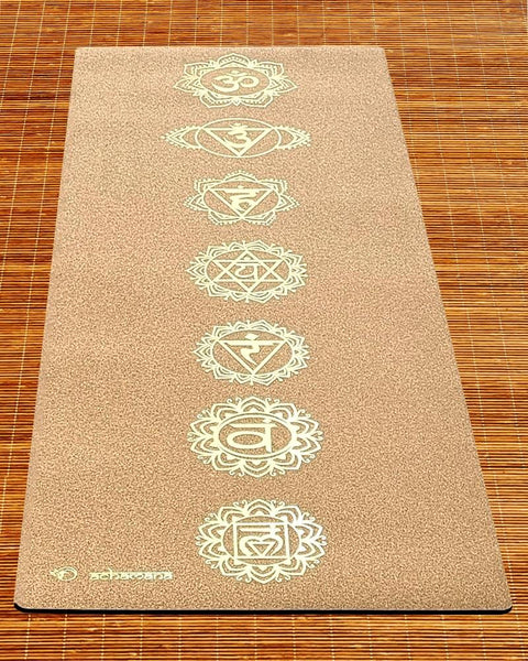 Tapis de yoga liège et latex 7 chakras 5mm x 68 cm x 1,83 m
