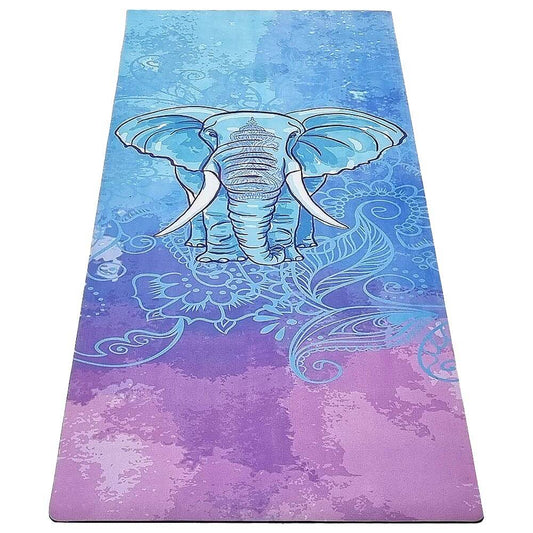 Tapis yoga dynamique antidérapant en latex et microfibre - design éléphant | Achamana