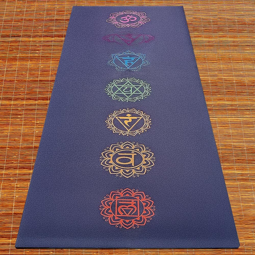 Tapis de yoga antidérapant - Design 7 chakras | Achamana