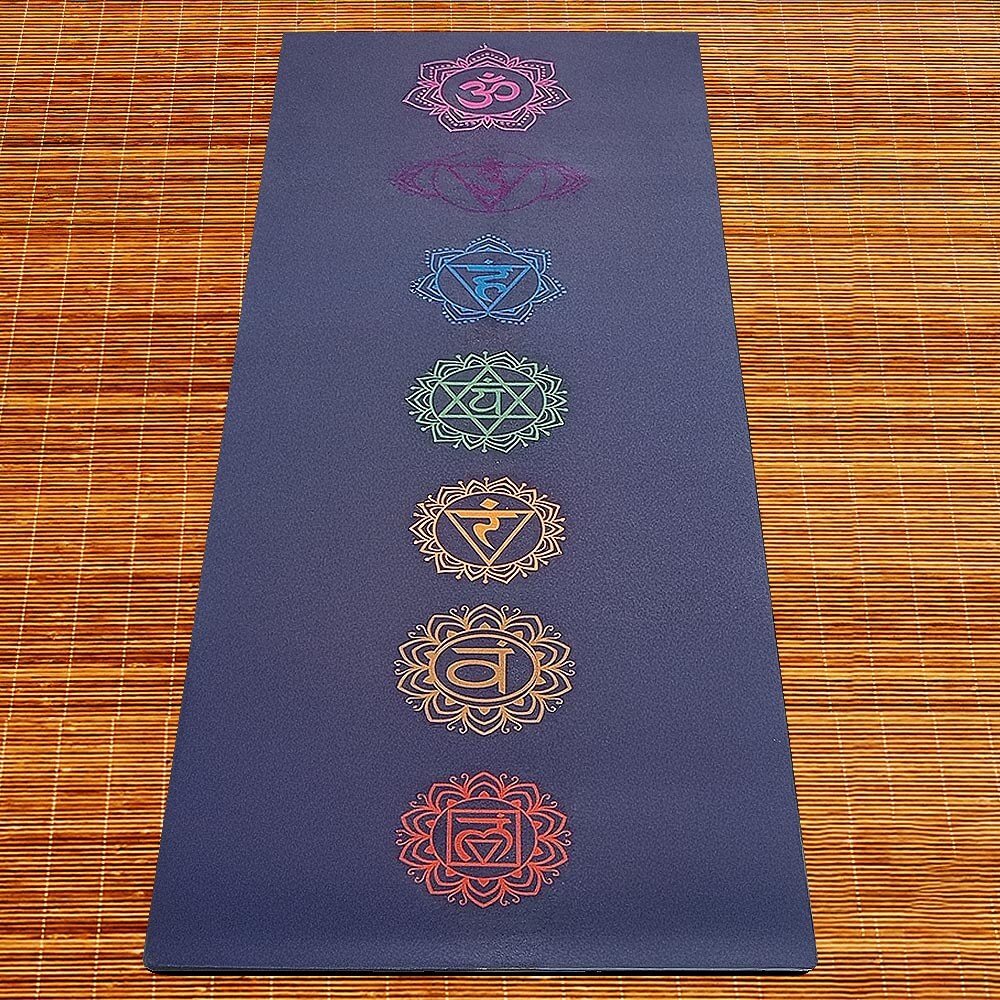 Tapis yoga dynamique antidérapant eco-responsable - motif 7 chakras | Achamana