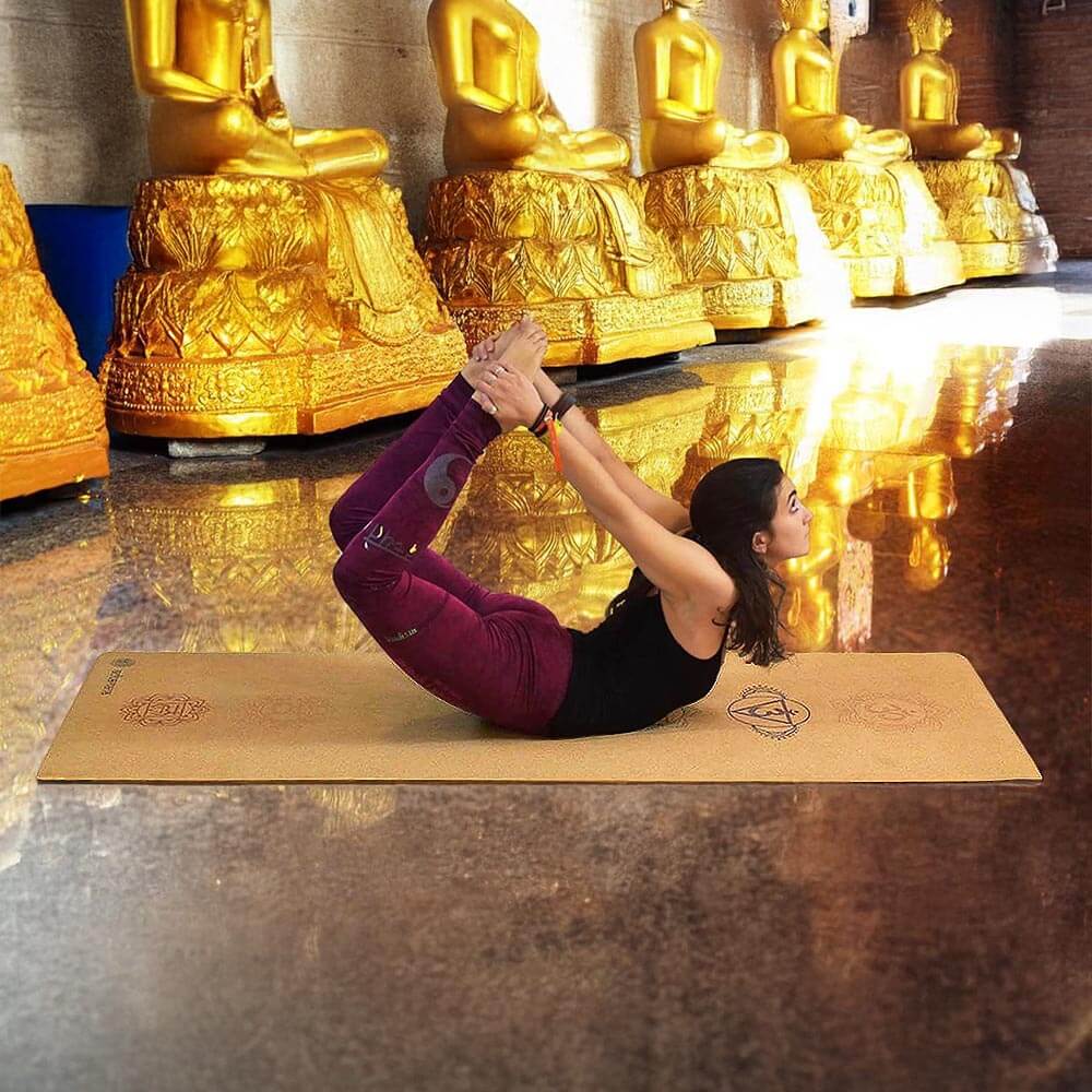 Tapis de yoga professionnel en caoutchouc naturel et liège - gomme premium | Achamana