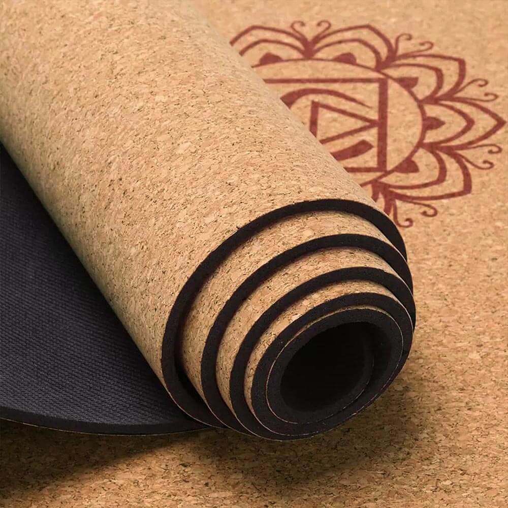 Accessoire yoga - Tapis de yoga bio en liège antidérapant - design 7 chakras | Achamana