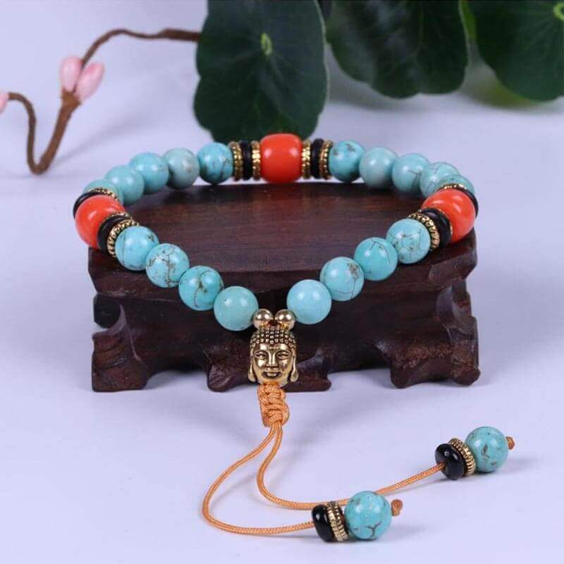 Adjustable turquoise Buddha bracelet