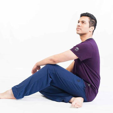 Pantalon de yoga ample pour homme coton bio couleur bleu petrole