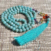 Amazonite mala necklace 108 faceted AA beads - 7 chakras