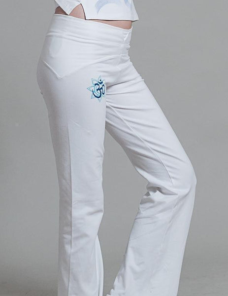 Women's white yoga pants - Om Bouddhiste - Lotus