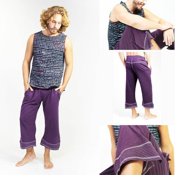 Short de Yoga Homme - Coton Bio Blanc - Vêtements de yoga Homme - Coton Bio