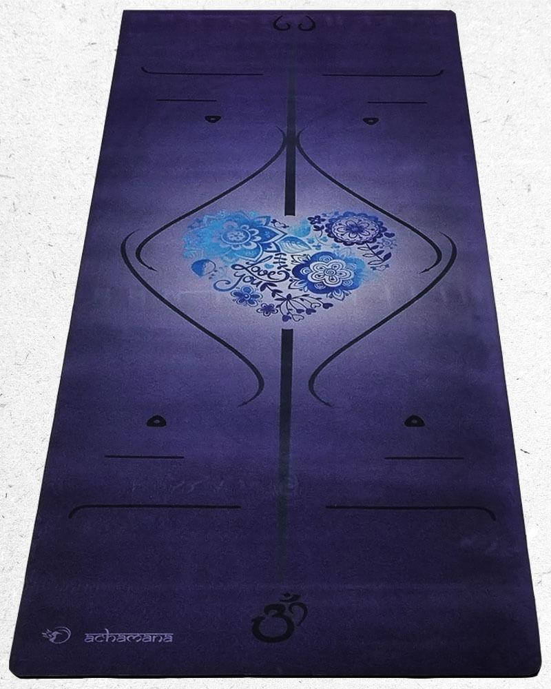 Accessoire yoga débutant - Tapis de yoga violet - ligne de position | Achamana