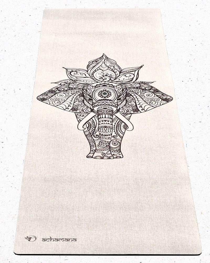 Tapis de yoga latex et chanvre - design éléphant - Achamana