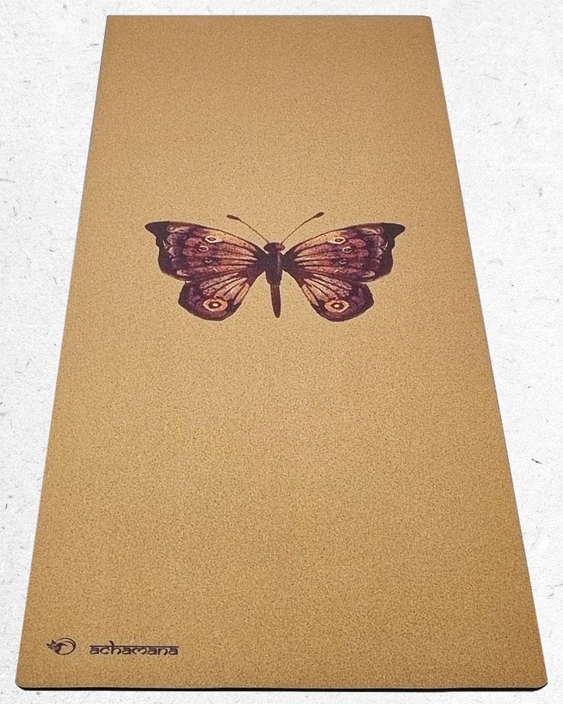 Tapis de yoga liège & latex - épaisseur 5 mm - Papillon