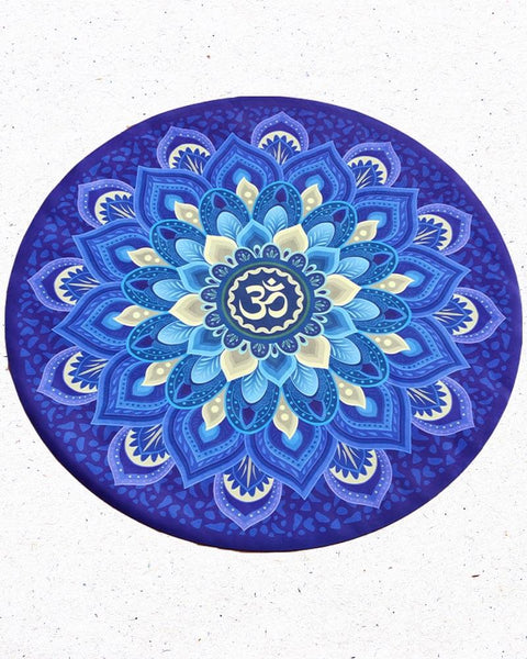 Tapis de yoga femme bleu motif mandala 6mm Yoga Design Lab