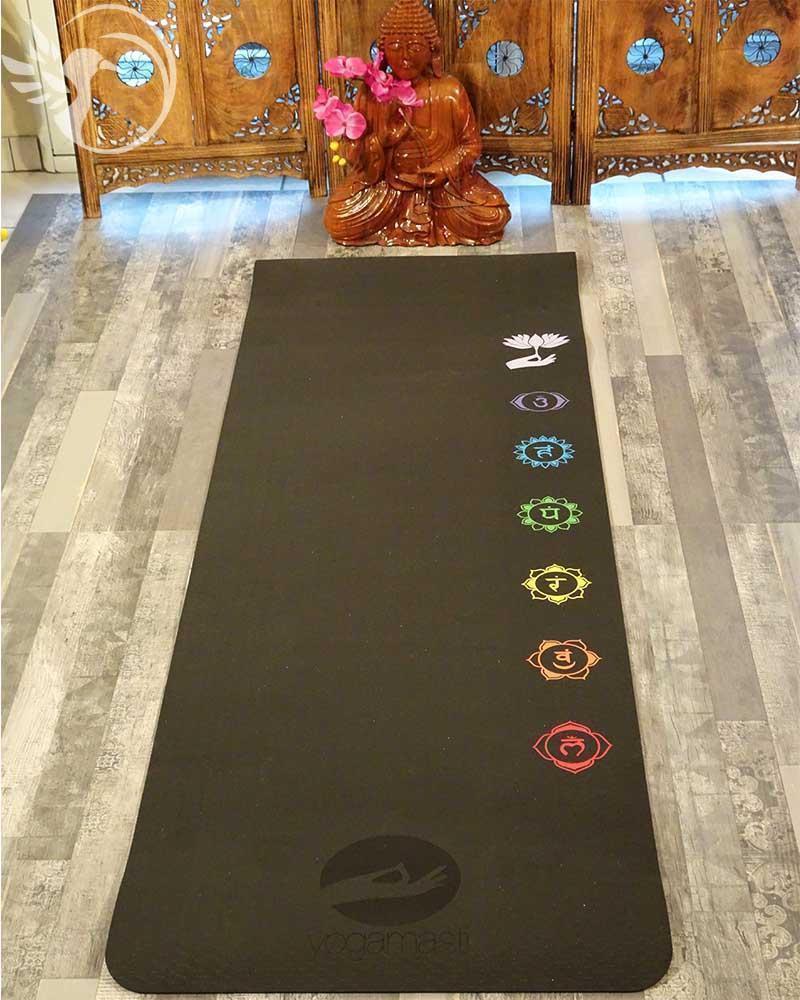 Tapis de yoga eco-responsable - TPE - 7 chakras - 6mm x 66 x 1830 Achamana