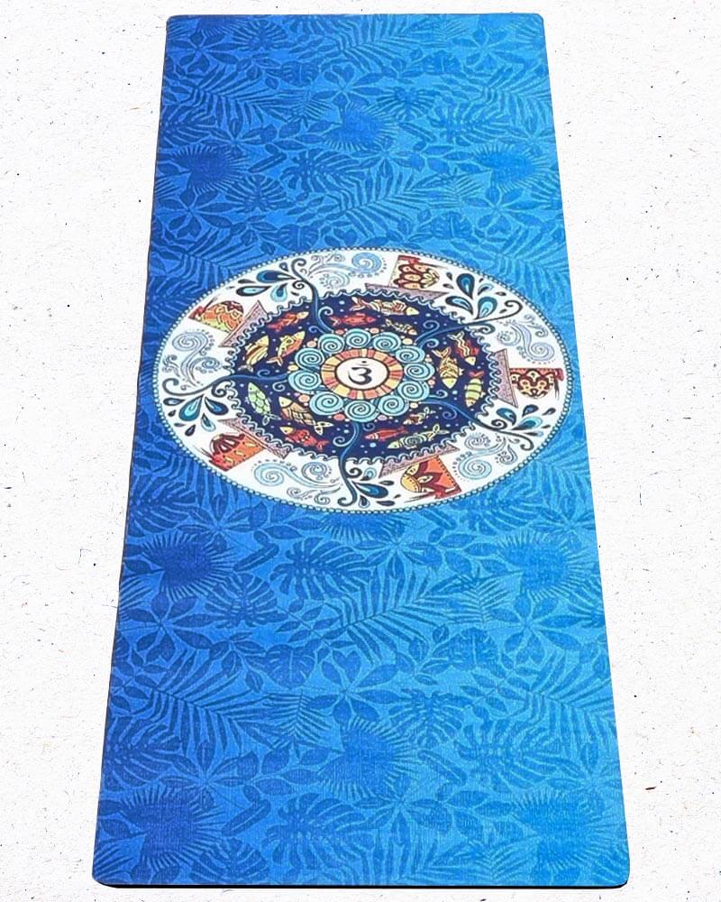 Tapis yoga pliable de voyage - sur tapis de yoga en caoutchouc naturel et microfibre - motif mandala Ohm - Achamana