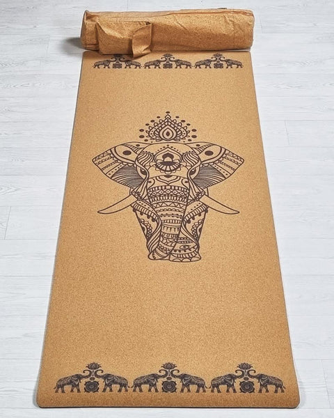 Non-slip cork yoga mat - elephant