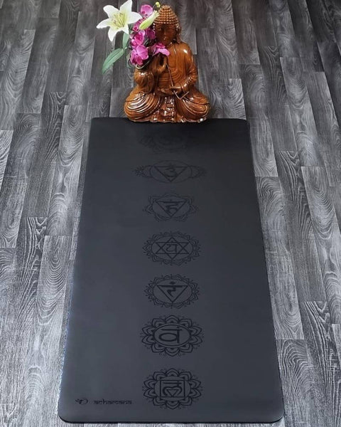 Pro yoga mat - latex & leatherette 7 chakras
